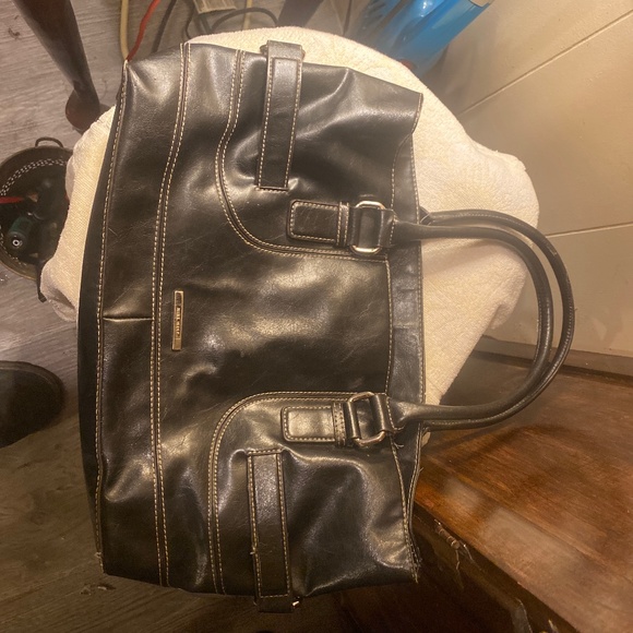 NINE WEST  BLACK LEATHER SHOULDER BAG - Picture 1 of 6